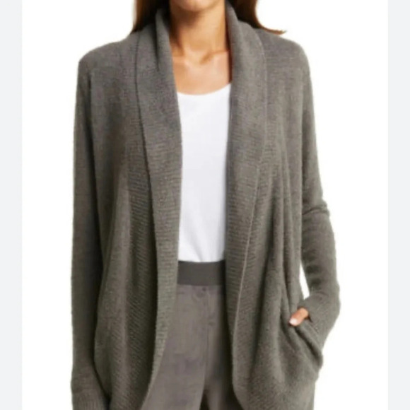 Preowned BAREFOOT DREAMS COZYCHIC LITE CARDIGAN OPEN FRONT‎ WITH POCKETS SIZE M - Picture 1 of 10